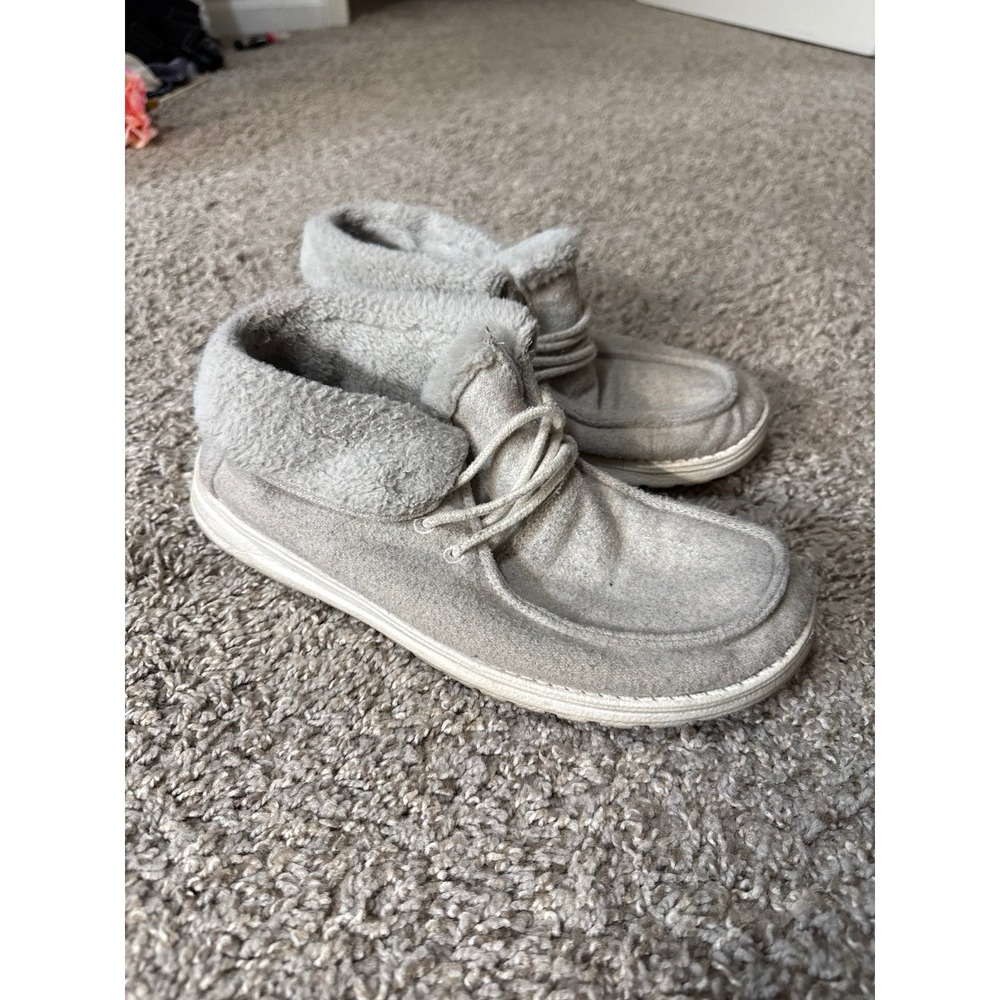 Hey Dude Britt Cream Faux Fur Lined Ankle Boots Women US 9